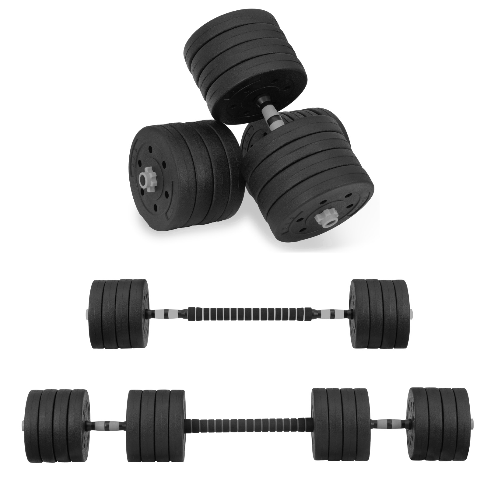 Kit mancuernas pesas y discount barras musculación 50 kg