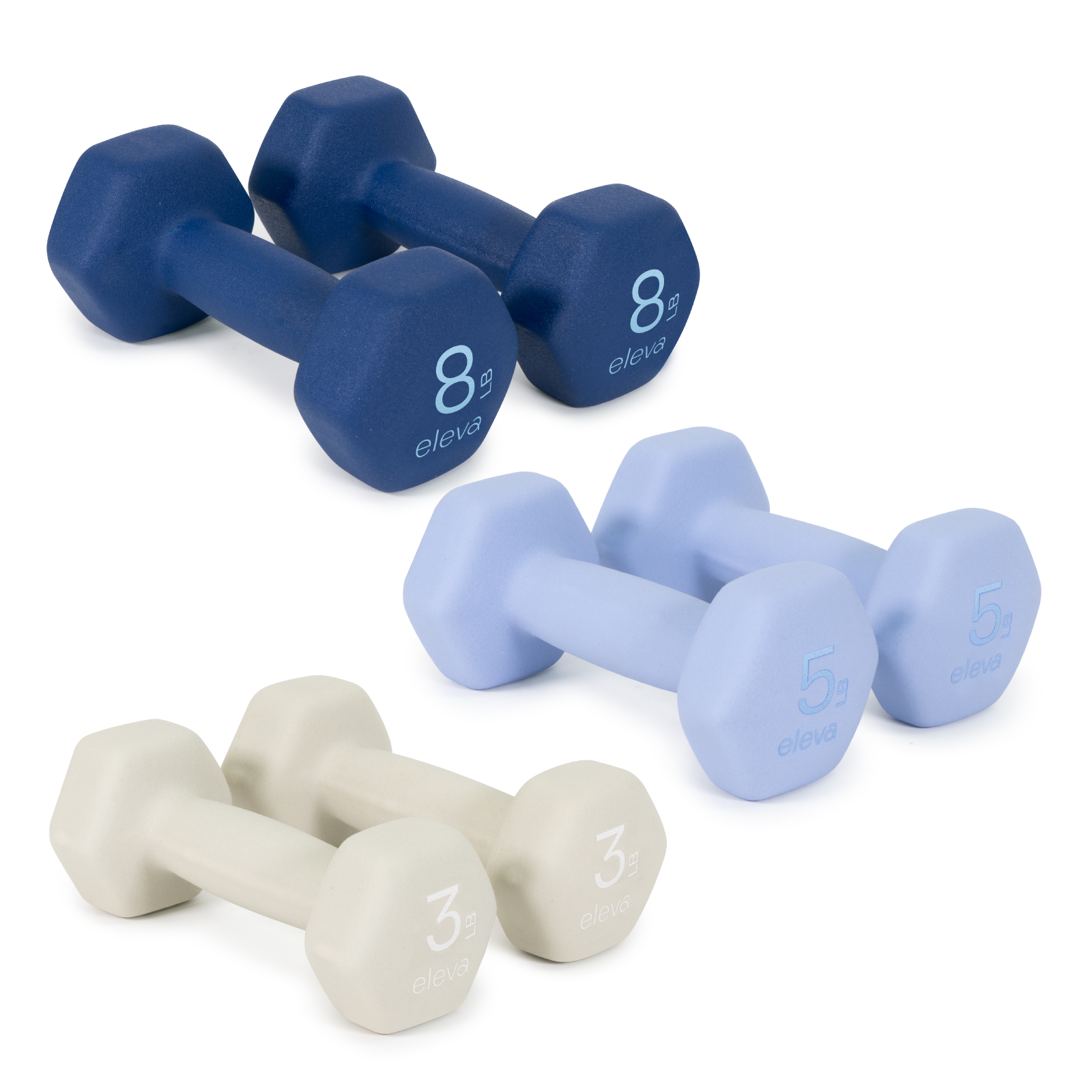 Set De Mancuernas Hexagonales 3 5 8 Lbs Juego De 6 Pzs Eleva