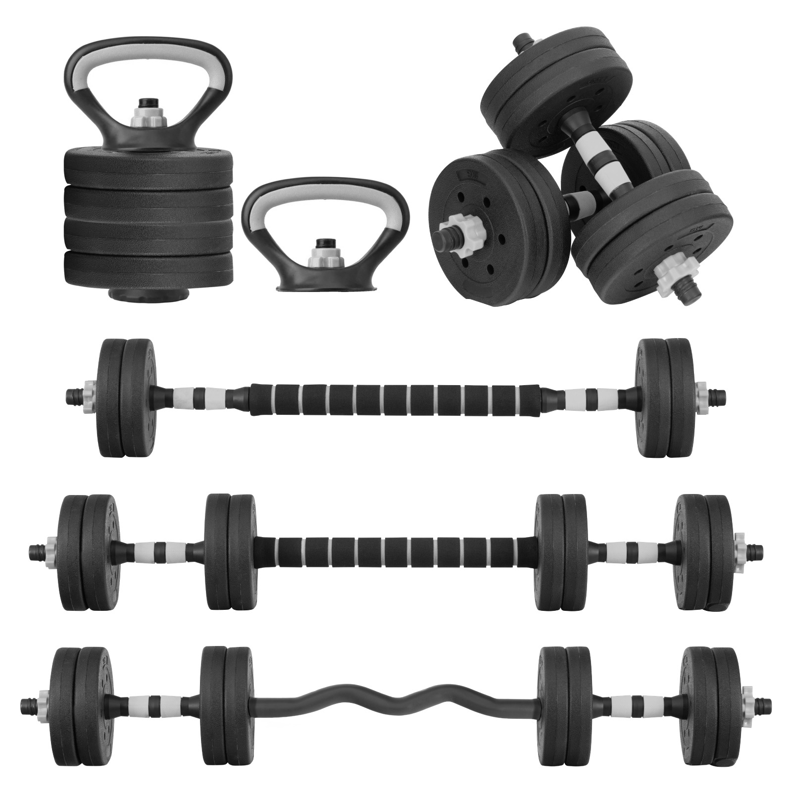 Set Mancuernas Ajustables Altera 10kg Barra Disco Pesa Rusa