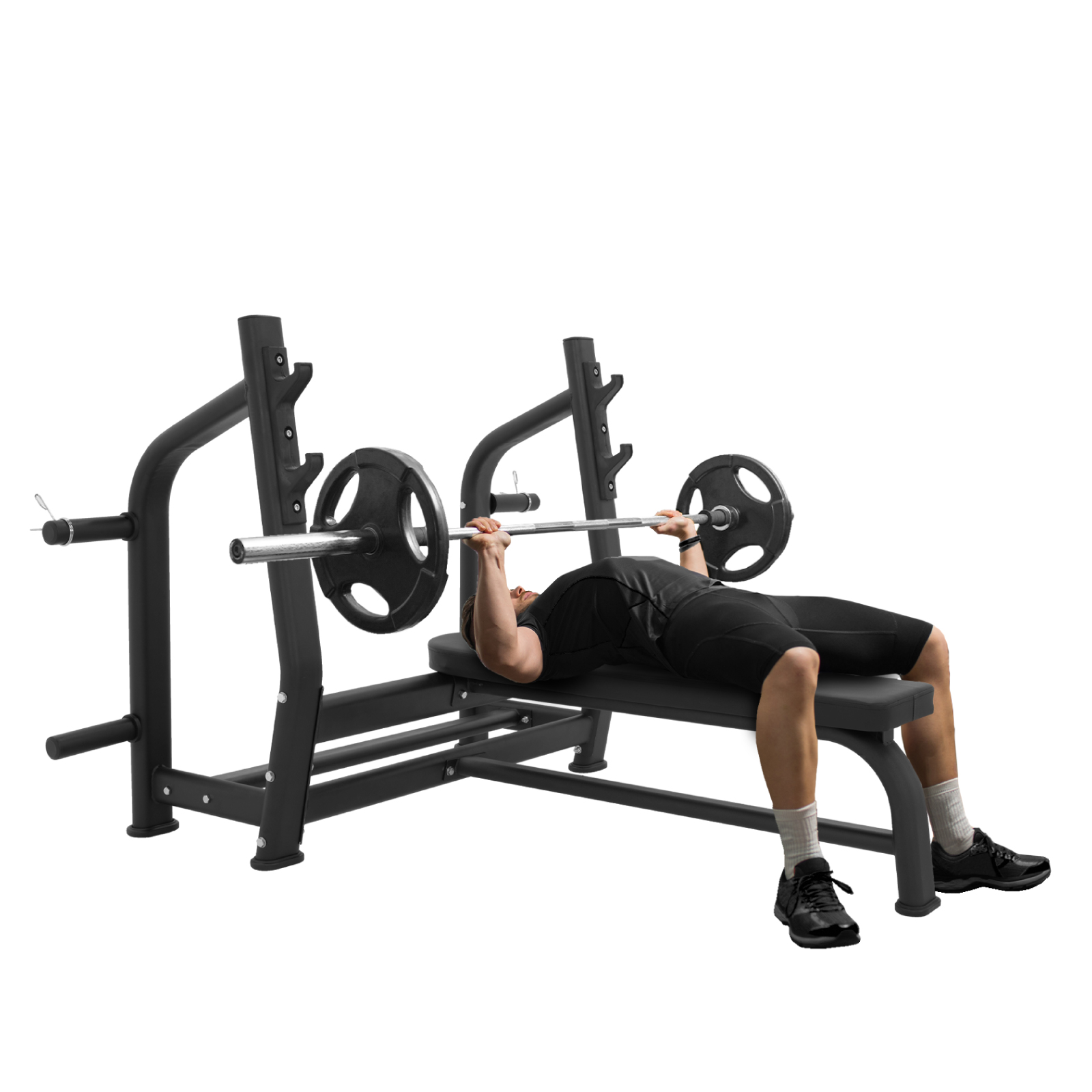 Barra Press Con Mancuerna En Banco Plano Hacer Press Press En