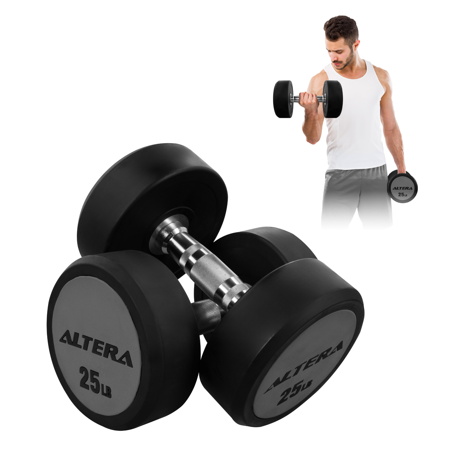 Mancuernas 25 Lbs Altera Pesas Redondas Gimnasio Profesional