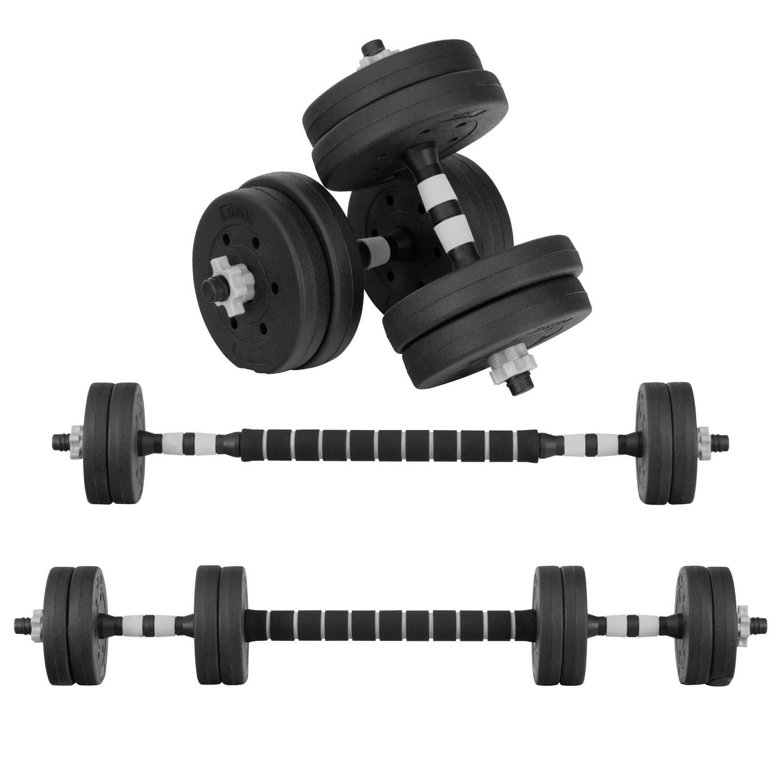 Set De Mancuernas Ajustables Pesas Altera Barra Recta 15 Kg