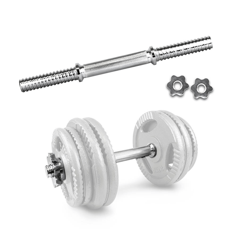 Barra Cromada p mancuernas 36cm c rosca Pza