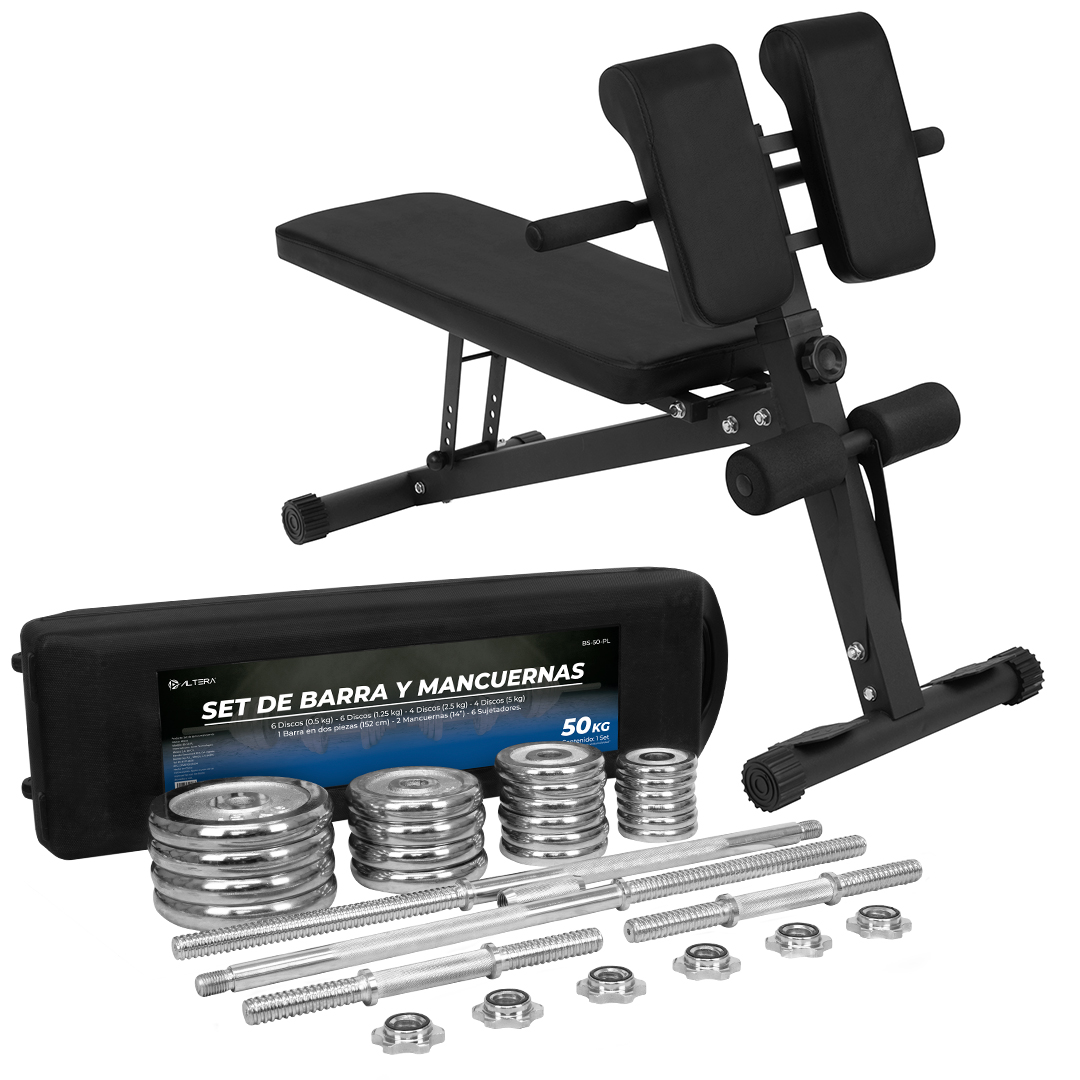 Centurfit Kit De Pesas Y Banco Kit Mancuernas 50kg CENTURFIT Set