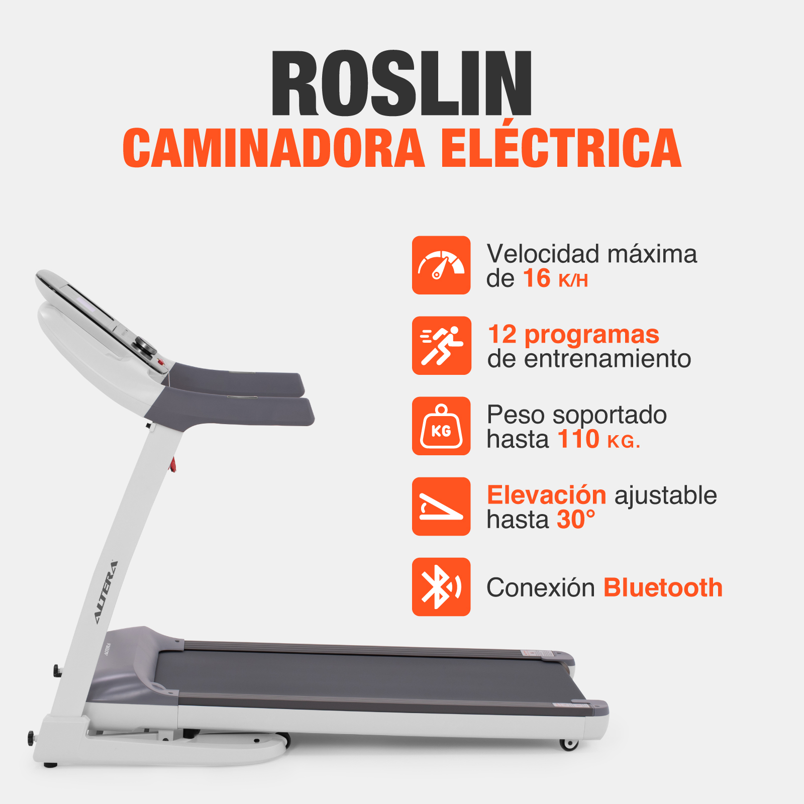 Caminadora Roslin Electrica Altera Con Inclinacion Fitness Plegable