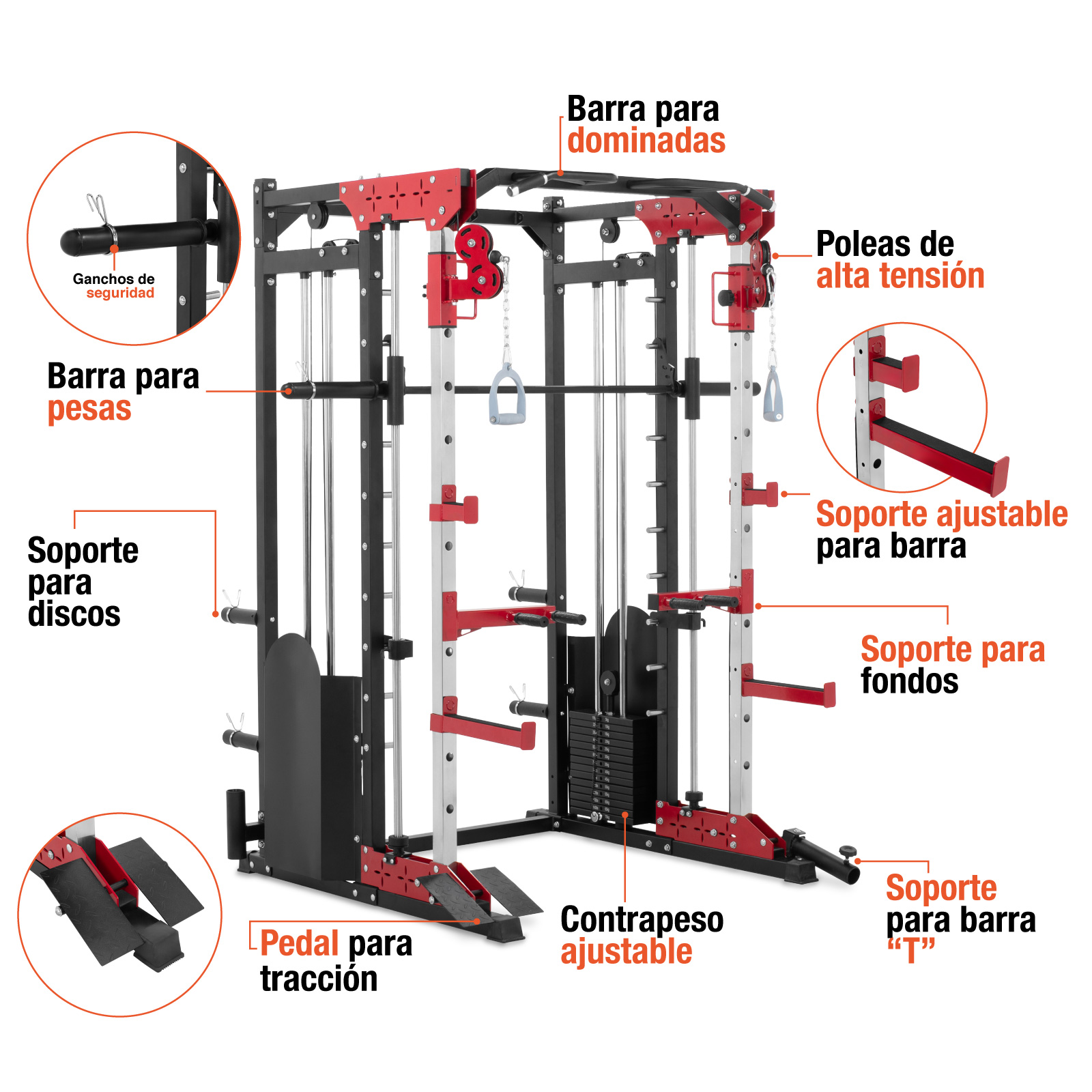 Jaula Smith Power Rack Gimnasio Multifuncional Altera Gym