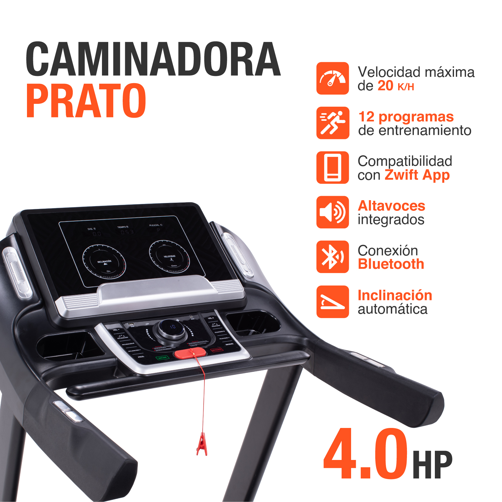 Caminadora Electrica Altera PRATO Pro 4hp Bluetooth Profesional