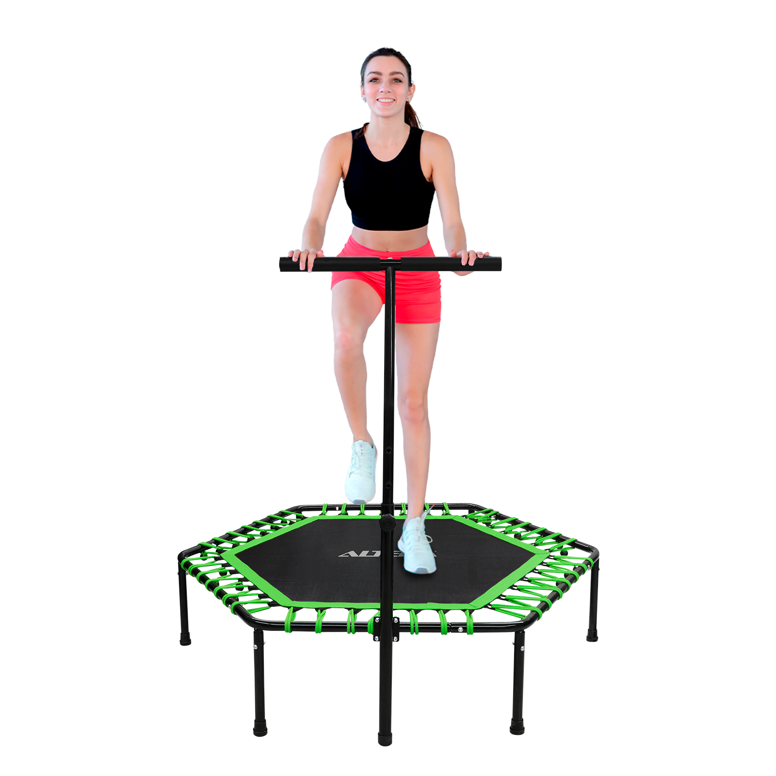 Trampolin Ejercicio Aerobico Fitness Hexagonal Barra Altera