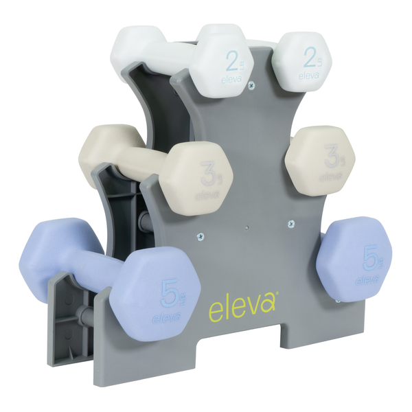 Kit Pesas Mancuernas 2 3 5 Lb Soporte Neopreno Premium Eleva