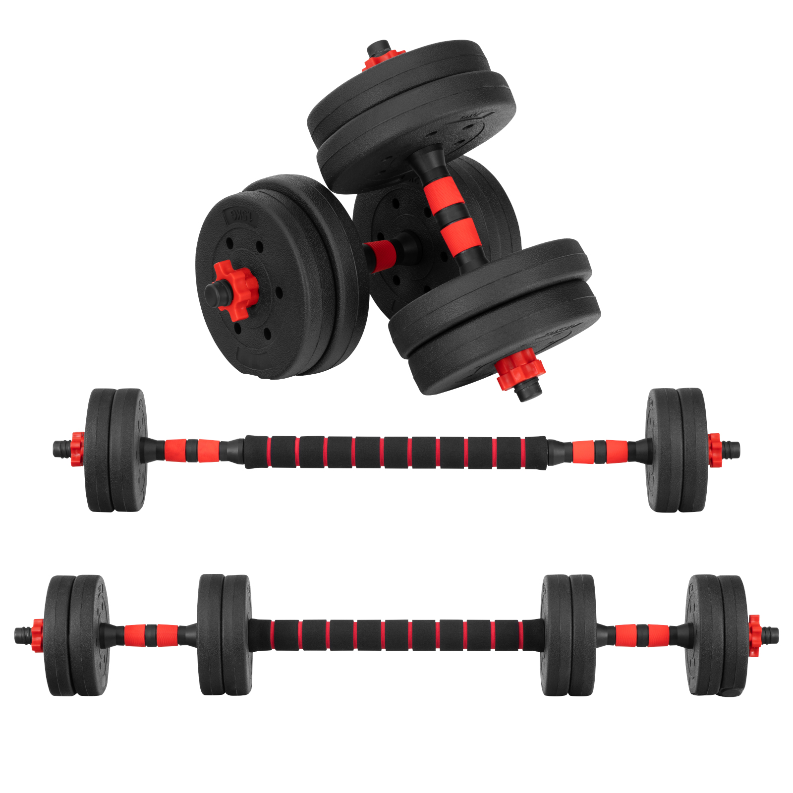 Set De Mancuernas Ajustables Pesas Altera Barra Recta 15 Kg