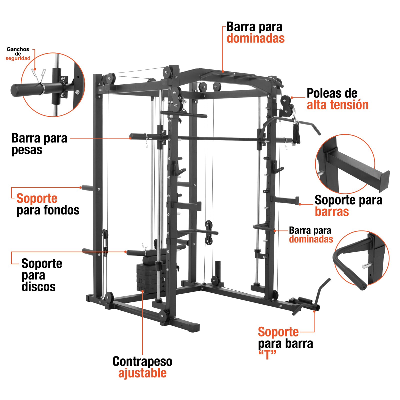 Jaula Smith Altera Gimnasio Multifuncional Peso Integrado