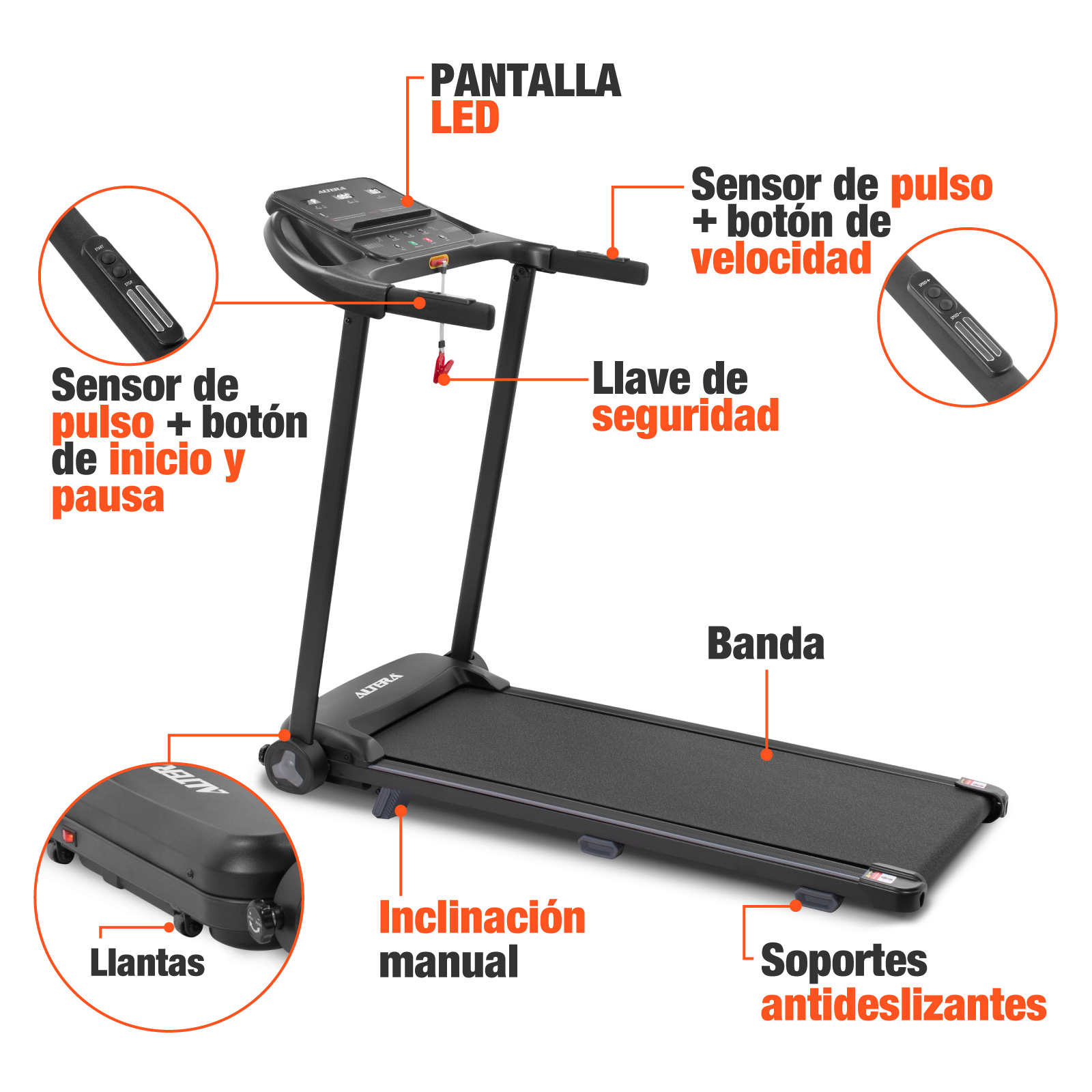 Caminadora Electrica Altera Cinta De Correr Elevacion 14 Km