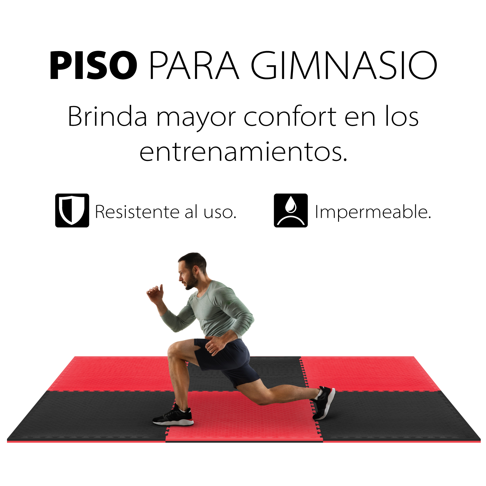 Tatami Piso De Gimnasio Bicolor Alta Densidad 2.5cm 10m2