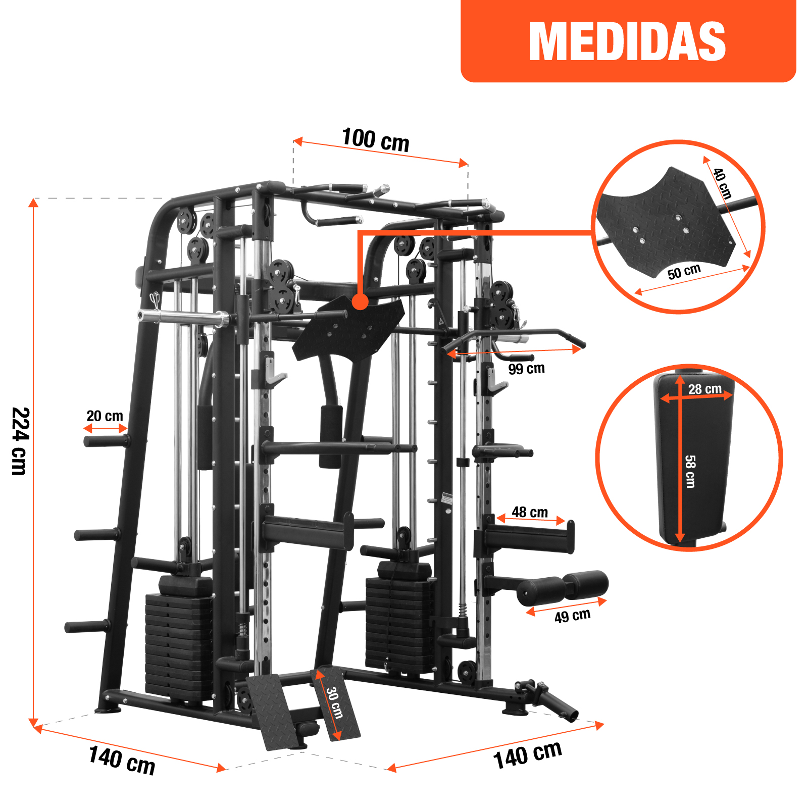 Jaula Smith Gym Multifuncional Maquina Para Piernas Altera