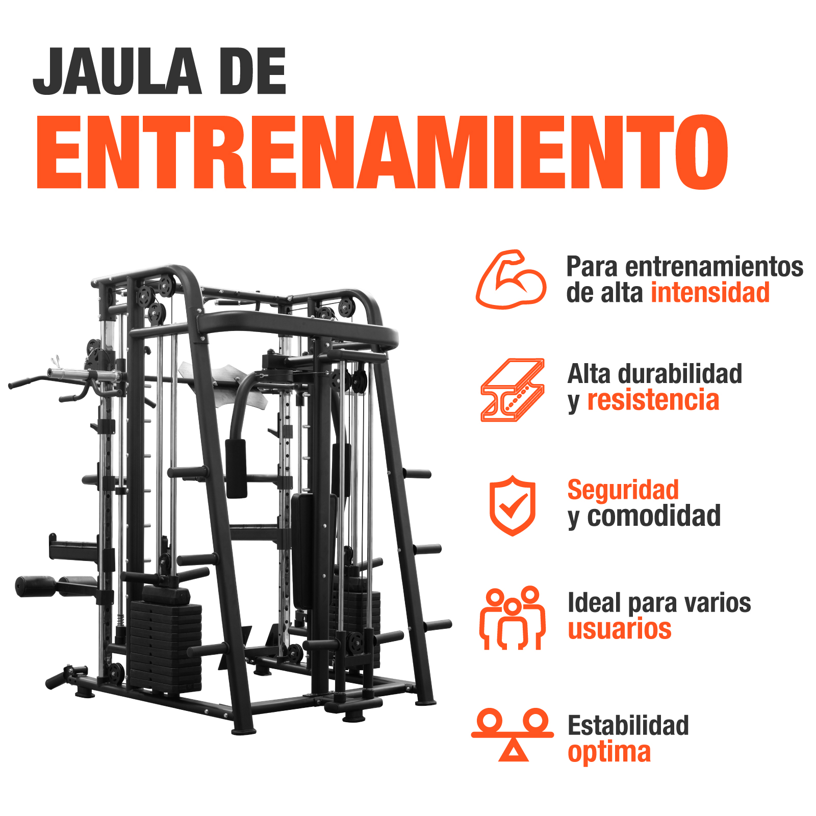 Jaula Smith Gym Multifuncional Maquina Para Piernas Altera