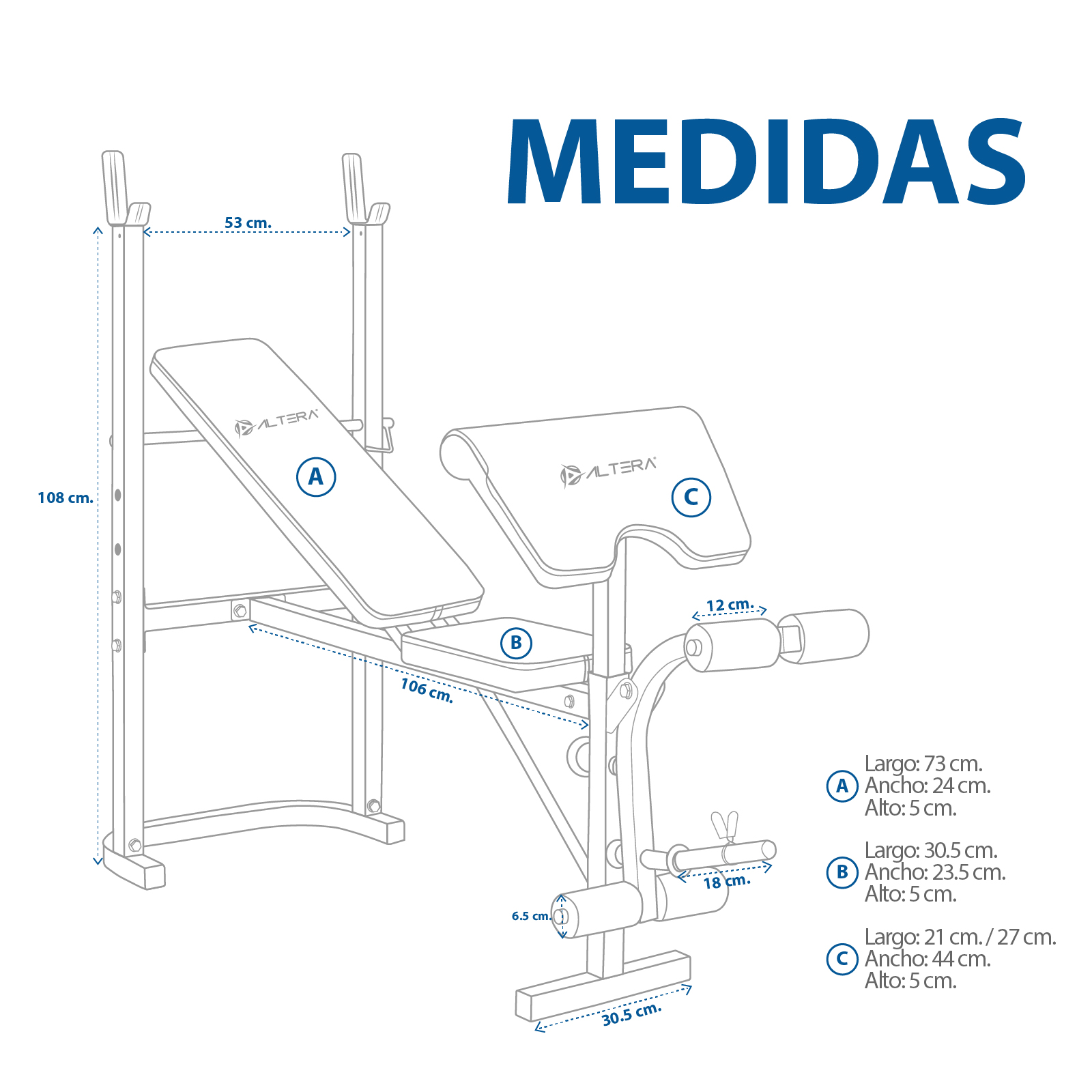 Banco Para Pesas Altera Gimnasio Estacion Ejercicios Fitness