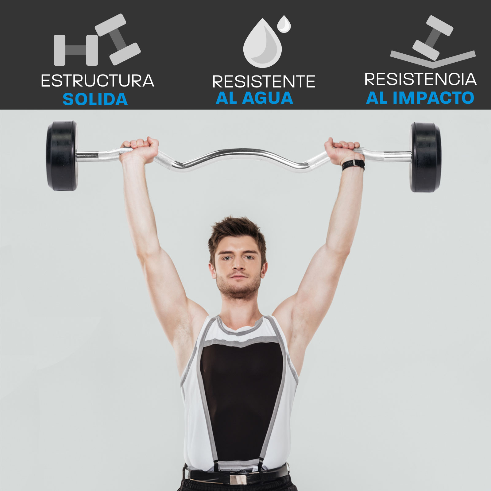 Barra Z Peso Fijo 50 Lb Integrado Acero Gimnasio Crossfit