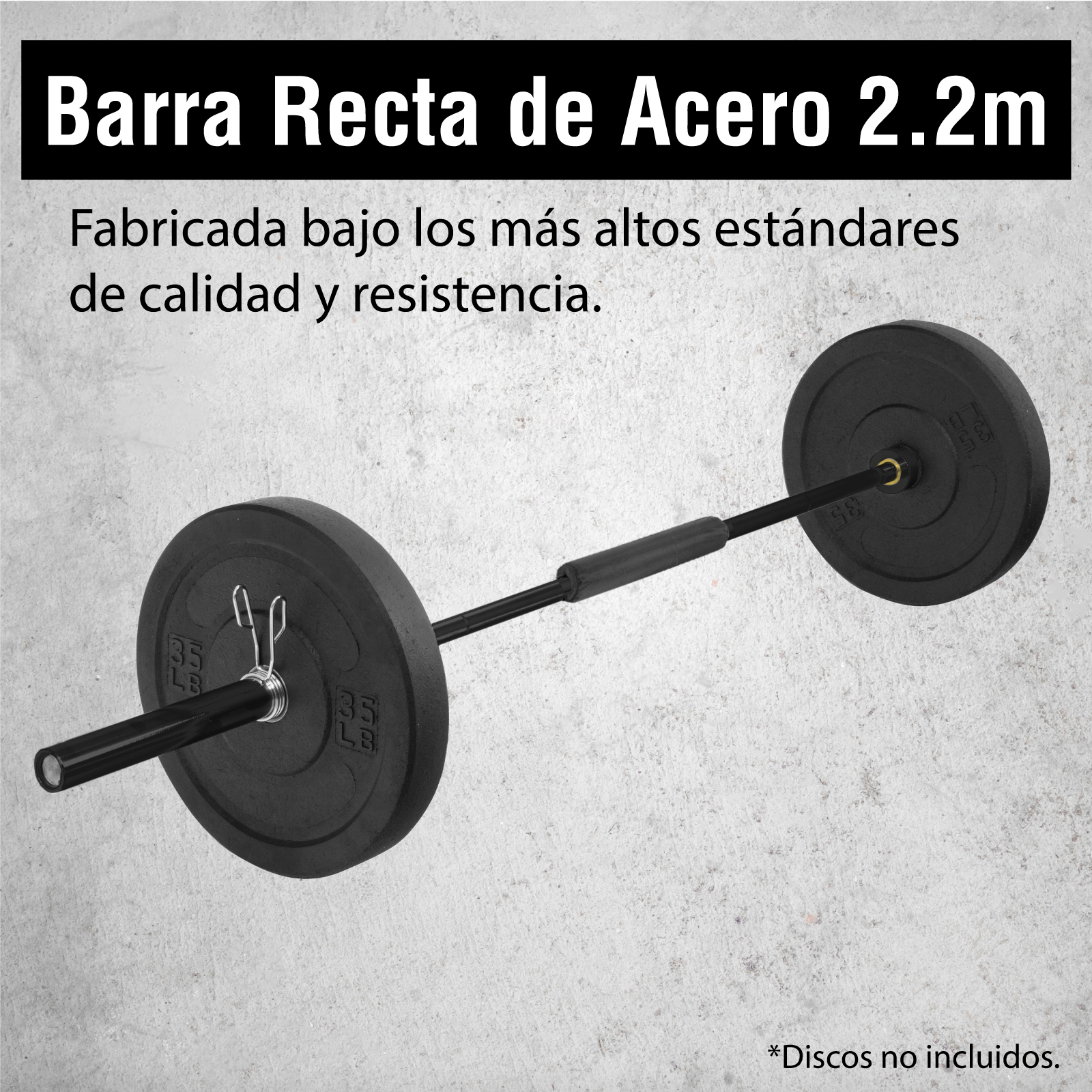 Barra Recta Olimpica Gym Reglamentaria Bujes De Bronce 2.2m