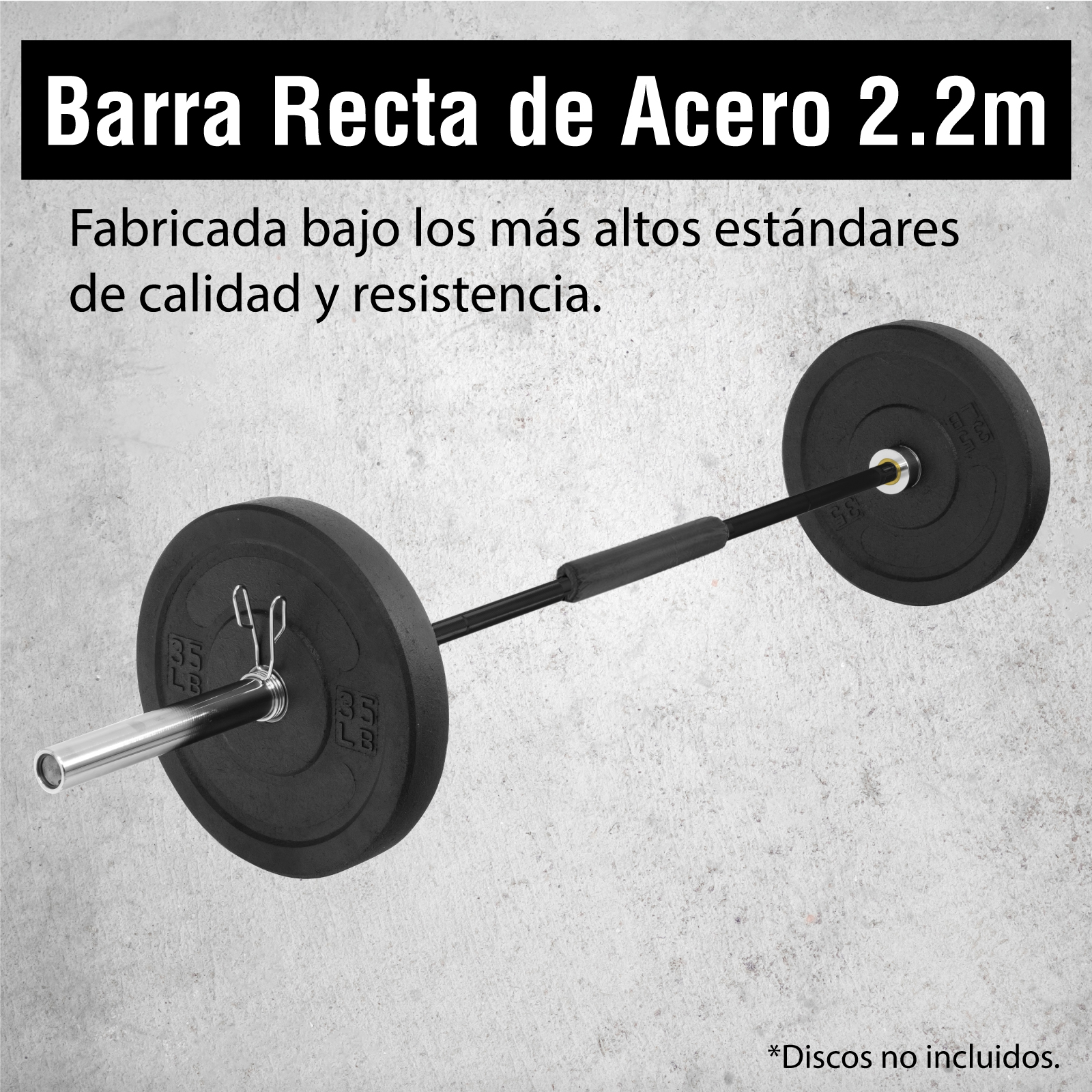 Barra Recta Olimpica Gym Reglamentaria Bujes De Bronce 2.2m