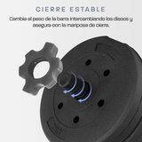 Set Mancuernas Altera Barra Ajustable 20kg Total Pesas Disco