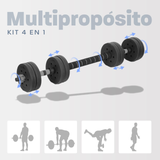 Set De Mancuernas Ajustables Pesas Altera Barra Recta 15 Kg