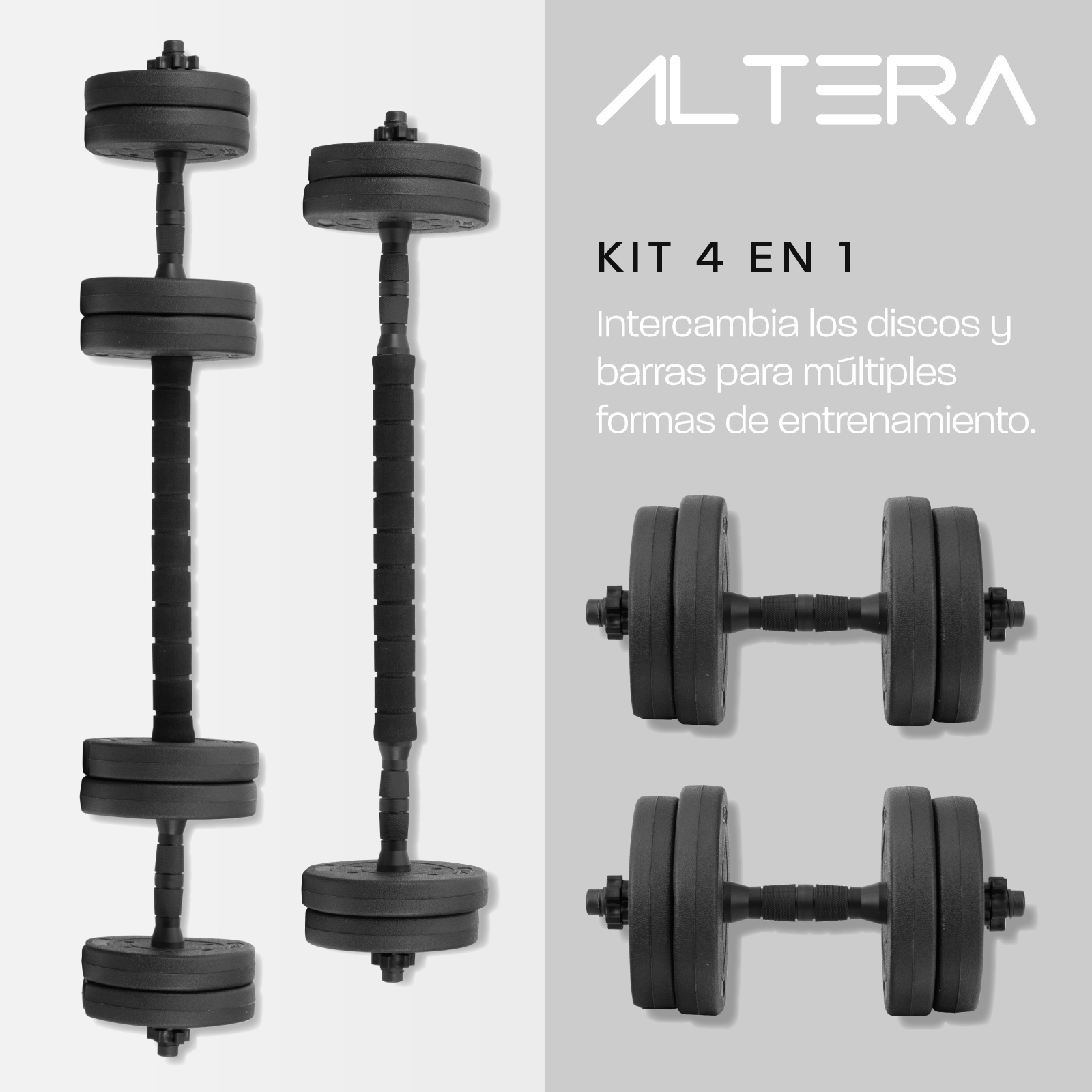 Set De Mancuernas Ajustables Pesas Altera Barra Recta 15 Kg