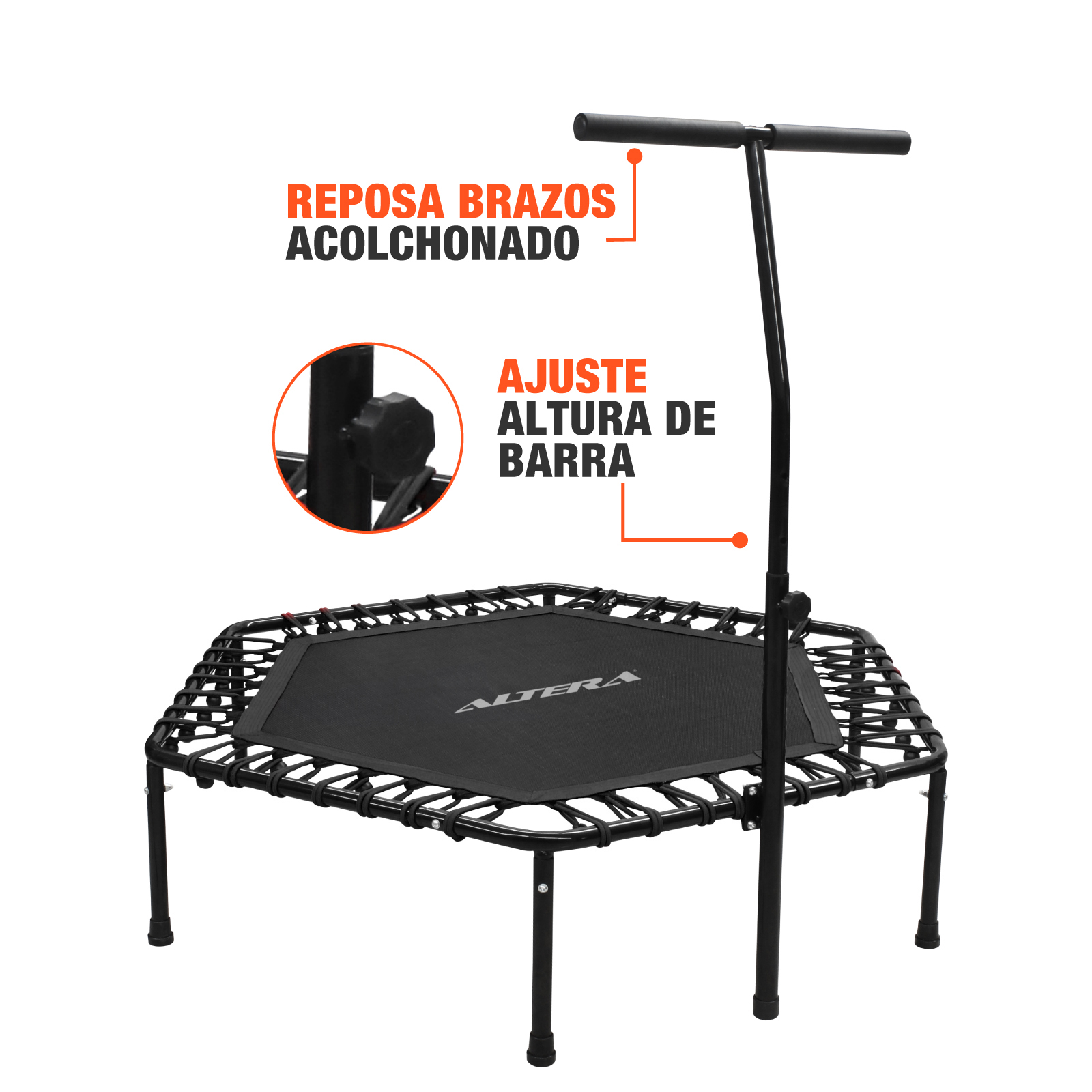 Trampolin Ejercicio Aerobico Fitness Hexagonal Barra Altera Trampolines