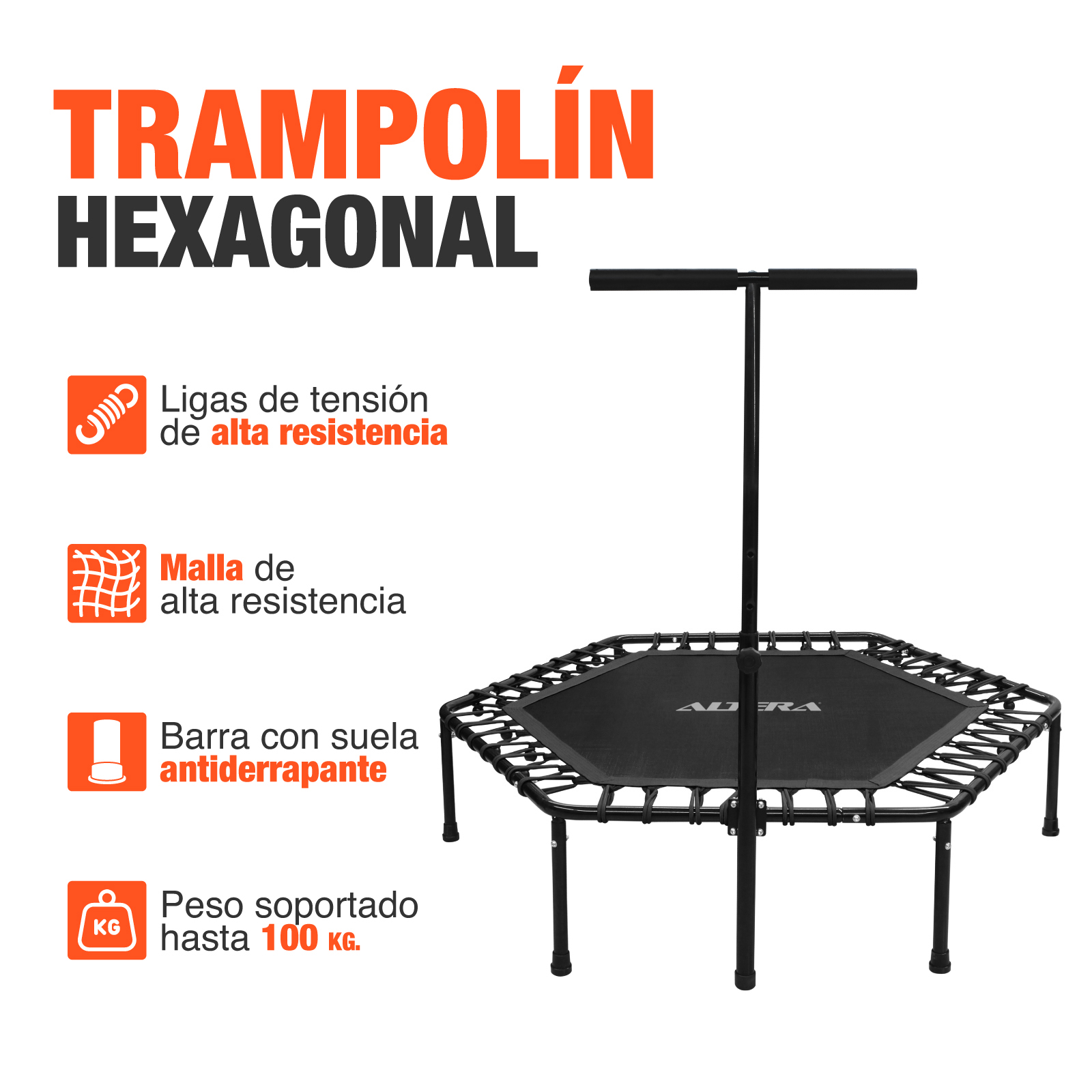 Trampolin Ejercicio Aerobico Fitness Hexagonal Barra Altera Trampolines