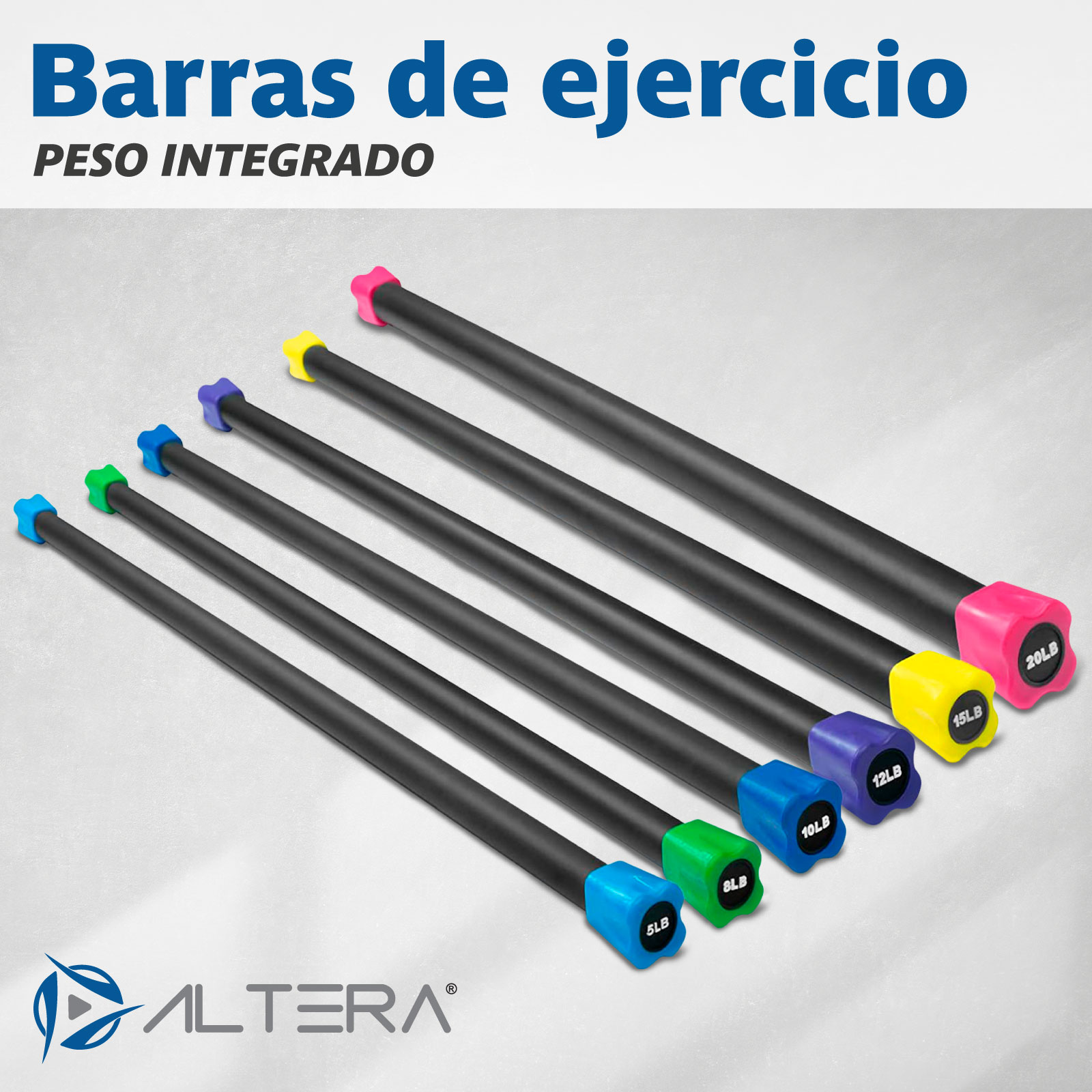 Barra Con Peso Integrado Entrenamiento Fuerza Crossfit 5 Lb - Altera