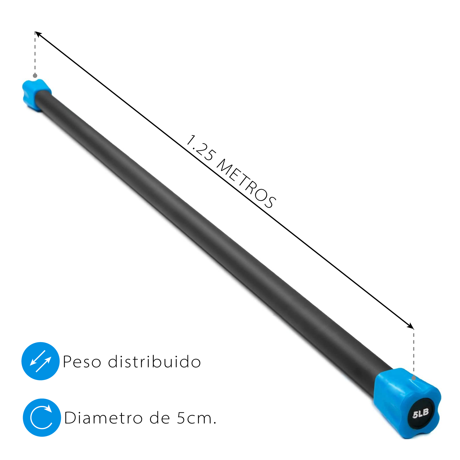 Barra Con Peso Integrado Entrenamiento Fuerza Crossfit 5 Lb - Altera