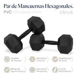 Set 2pzs 35lbs ELEVA - Mancuernas Hexagonales de PVC Premium