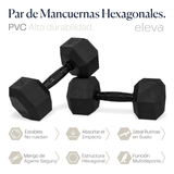 Set 2pzs 25lbs ELEVA - Mancuernas Hexagonales de PVC Premium