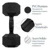 Set 2pzs 20lbs ELEVA - Mancuernas Hexagonales de PVC Premium