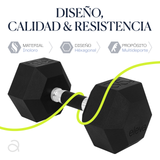 Set 2pzs 35lbs ELEVA - Mancuernas Hexagonales de PVC Premium