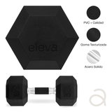 Set 2pzs 30lbs ELEVA - Mancuernas Hexagonales de PVC Premium
