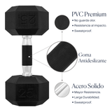 Set 2pzs 25lbs ELEVA - Mancuernas Hexagonales de PVC Premium