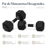 Set 2pzs 20lbs ELEVA - Mancuernas Hexagonales de PVC Premium