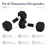 Set 2pzs 12lbs ELEVA - Mancuernas Hexagonales de PVC Premium