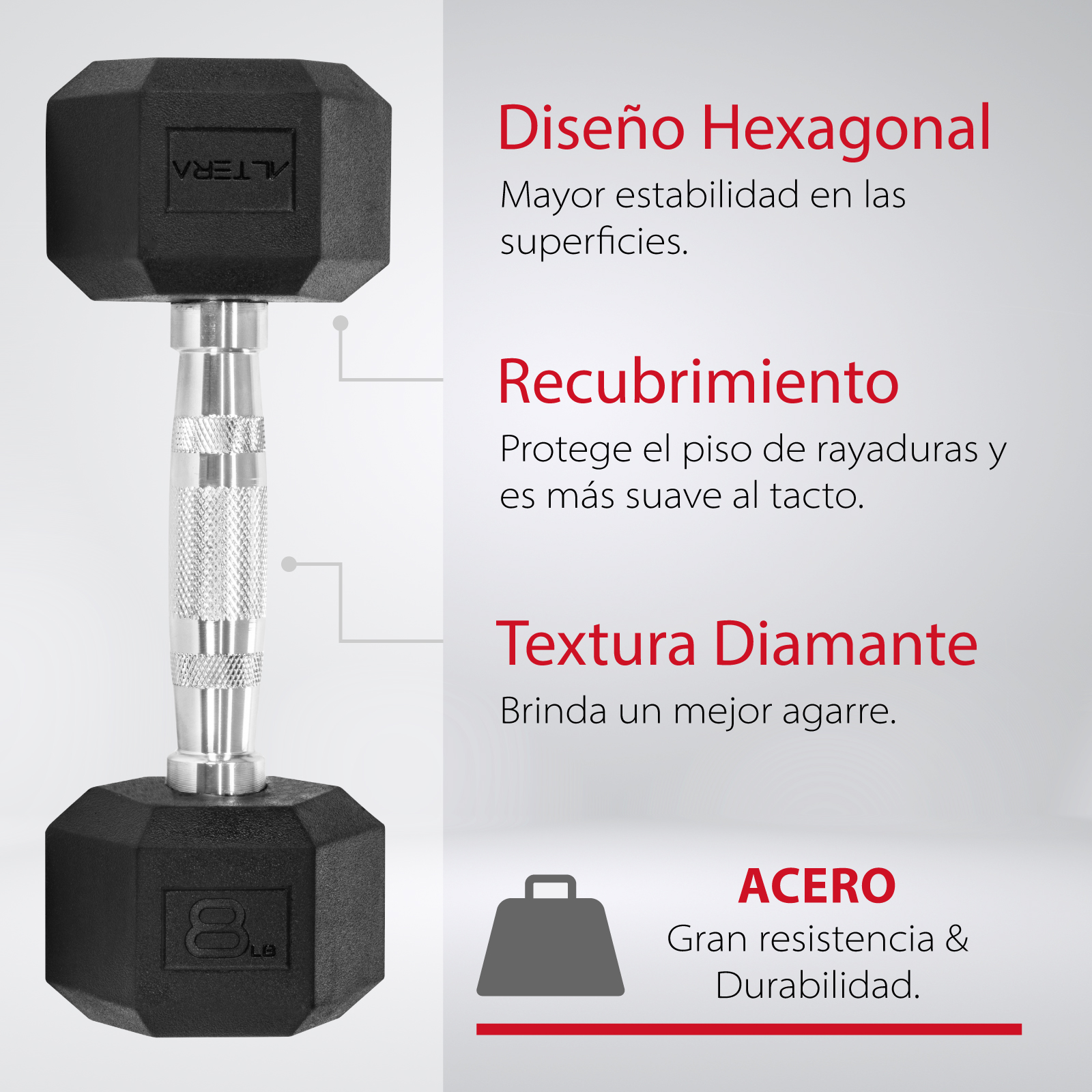 Mancuernas 8 Lbs  Hexagonales Altera Pesas Ejercicio Par Kg