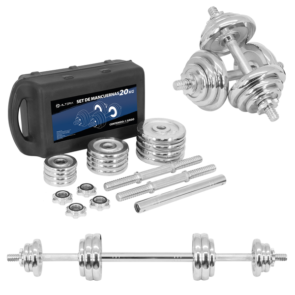 Mancuernas Altera Ajustables Discos Barra Conector 20 Kg