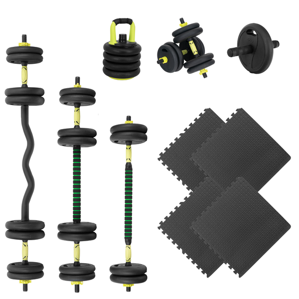 Kit Mancuernas 20 kg Ajustables+ Piso GYM Altera JS-20H