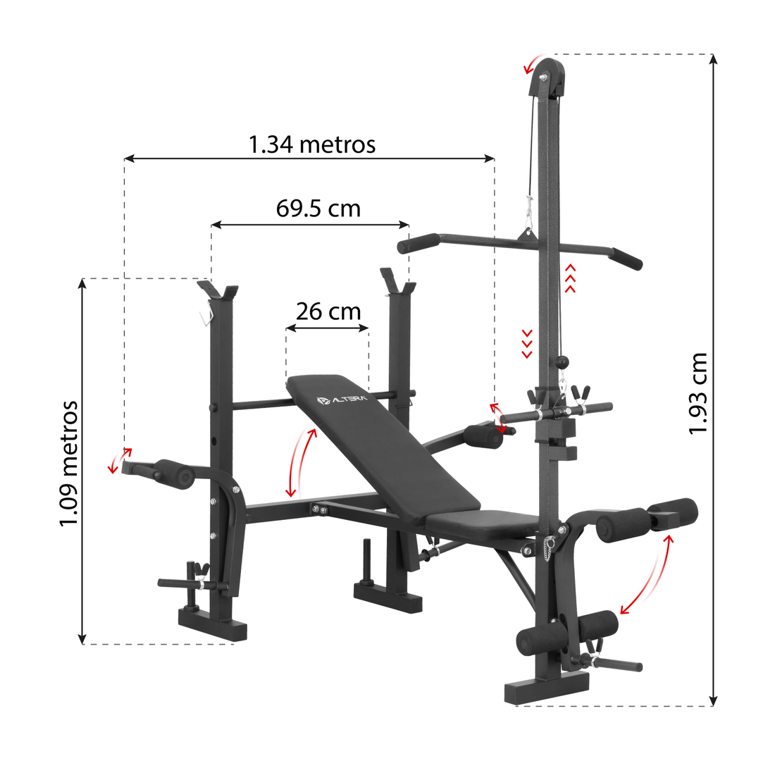Banco Multiposiciones Gym Casa Ejercicio Pierna Brazo Pecho - Altera