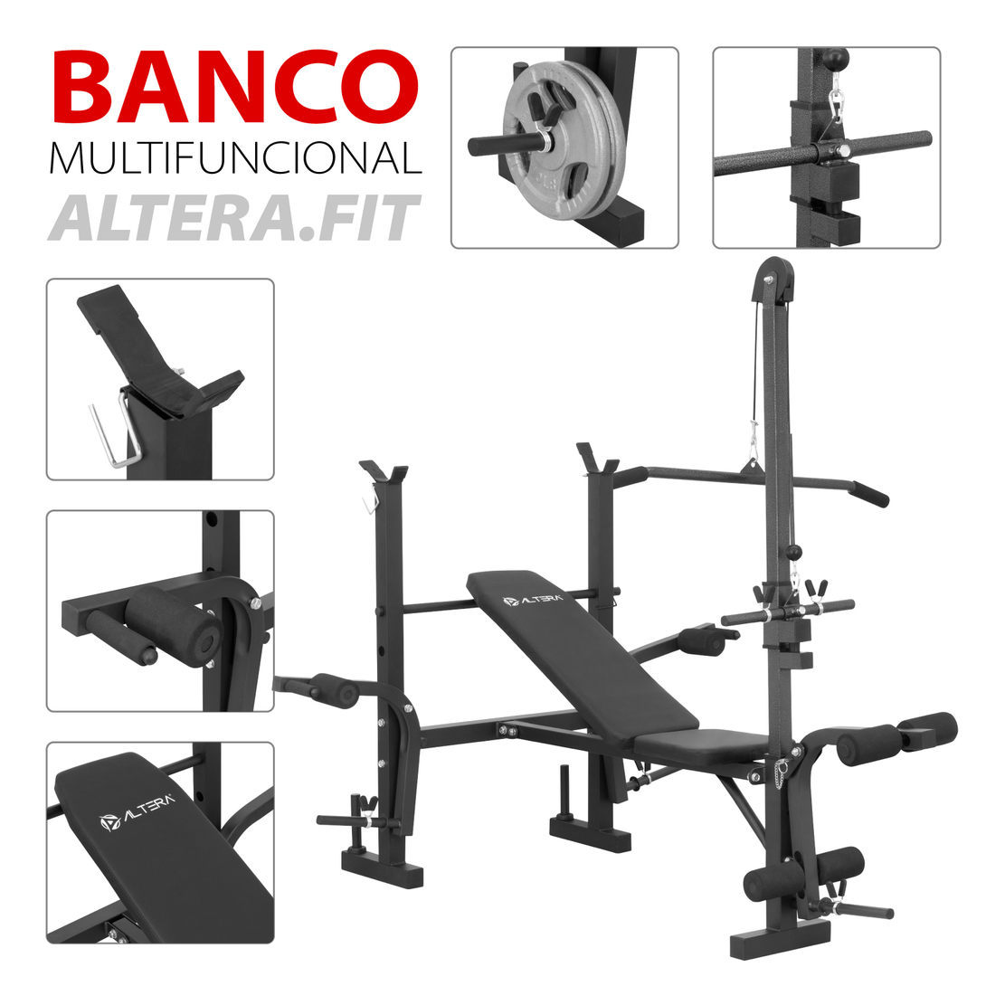 Banco Multiposiciones Gym Casa Ejercicio Pierna Brazo Pecho - Altera
