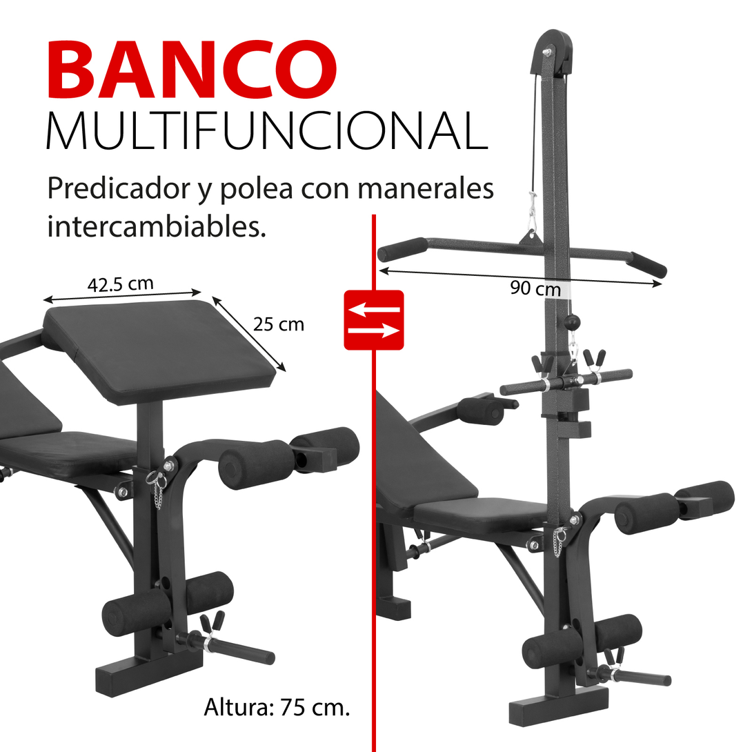 Banco Multiposiciones Gym Casa Ejercicio Pierna Brazo Pecho - Altera