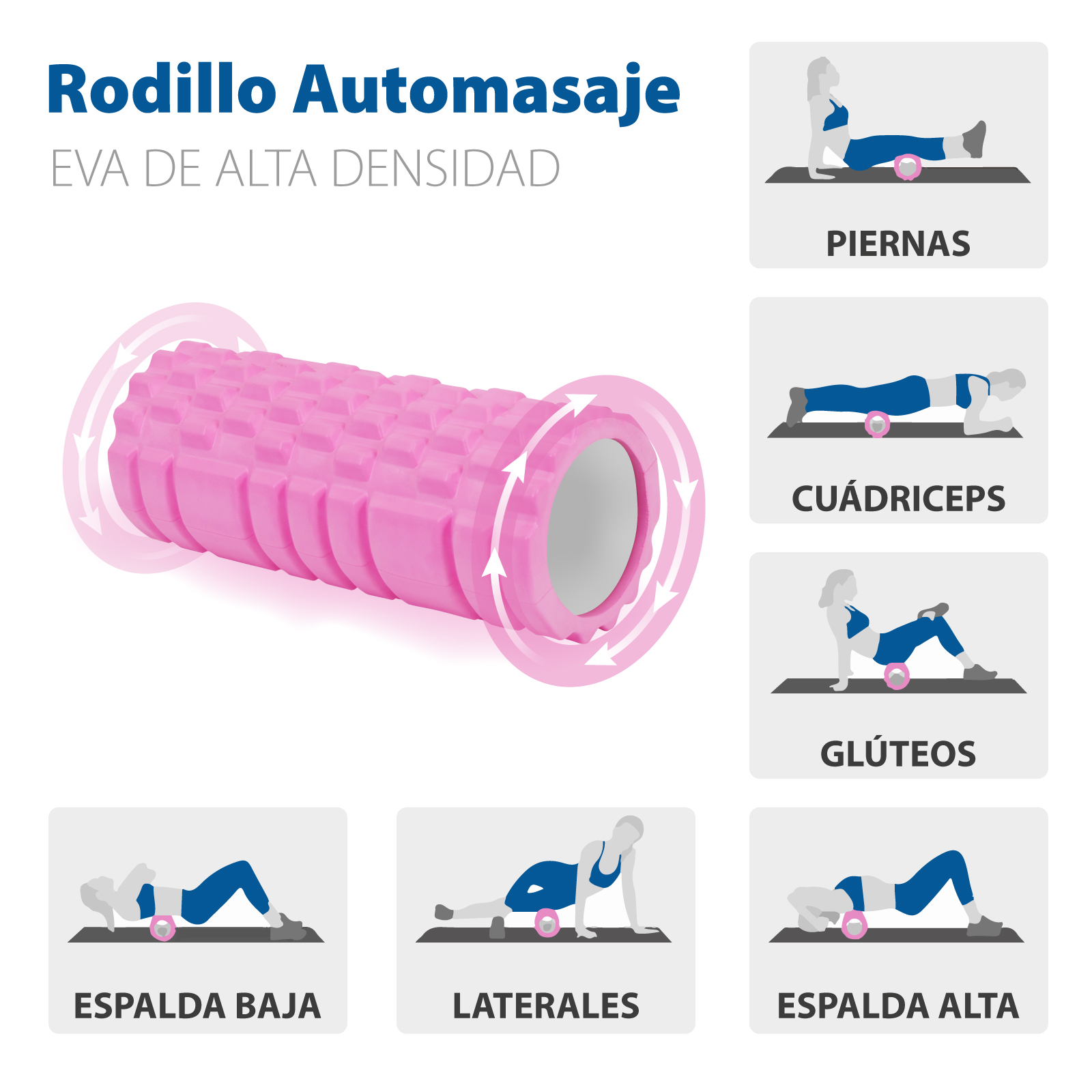 Rodillo de espuma de densidad suave, Optp Pro Roller, para masaje,  estiramiento, ejercicios, yoga y pilates