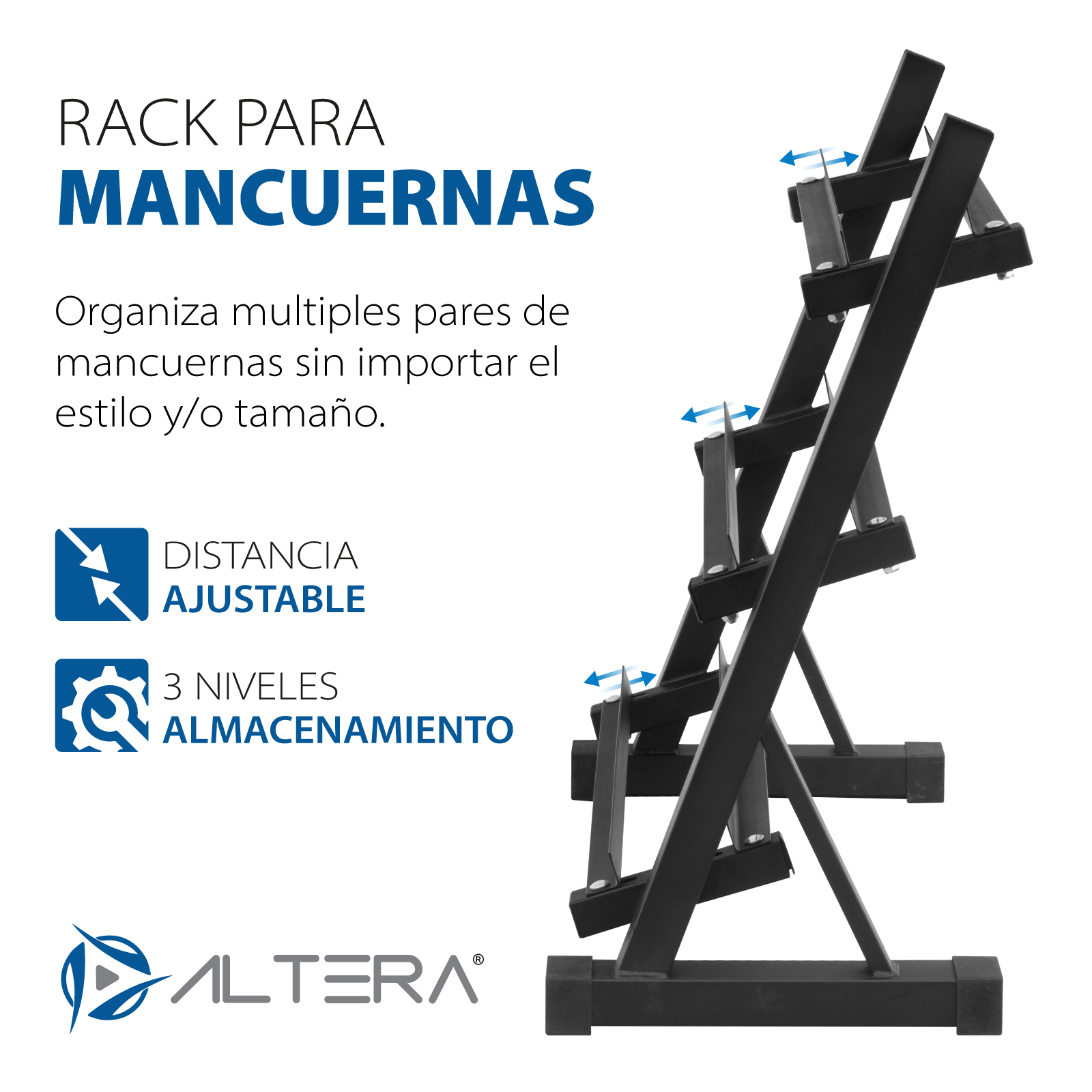 Pack Ruster Rack y Mancuernas Hexagonales 17.5 a 30kg