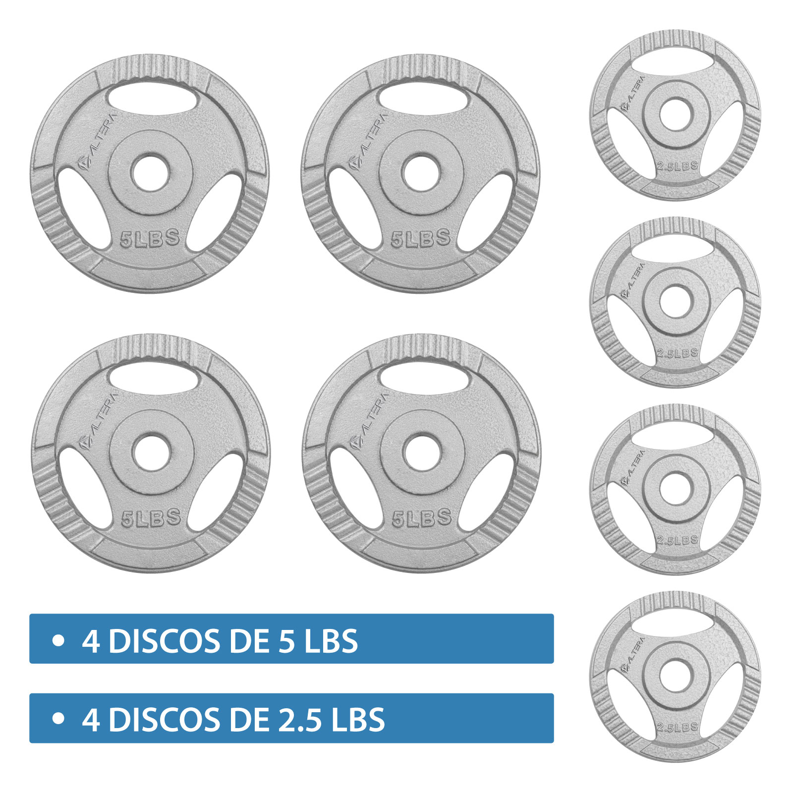 Discos para Pesas Kit de 8 piezas Disco de 2.5 y 5Lbs 13.6kg