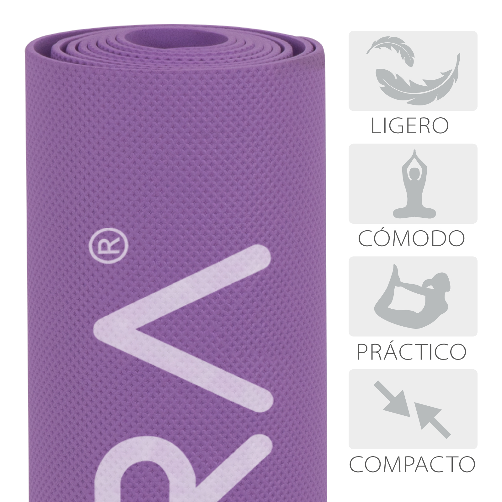 Tapete de Yoga Dupla Camada Antiderrapante PrimeMatik  183 x 61 x 0.8 Cm -  Violeta - Yoga e Pilates - Compra na
