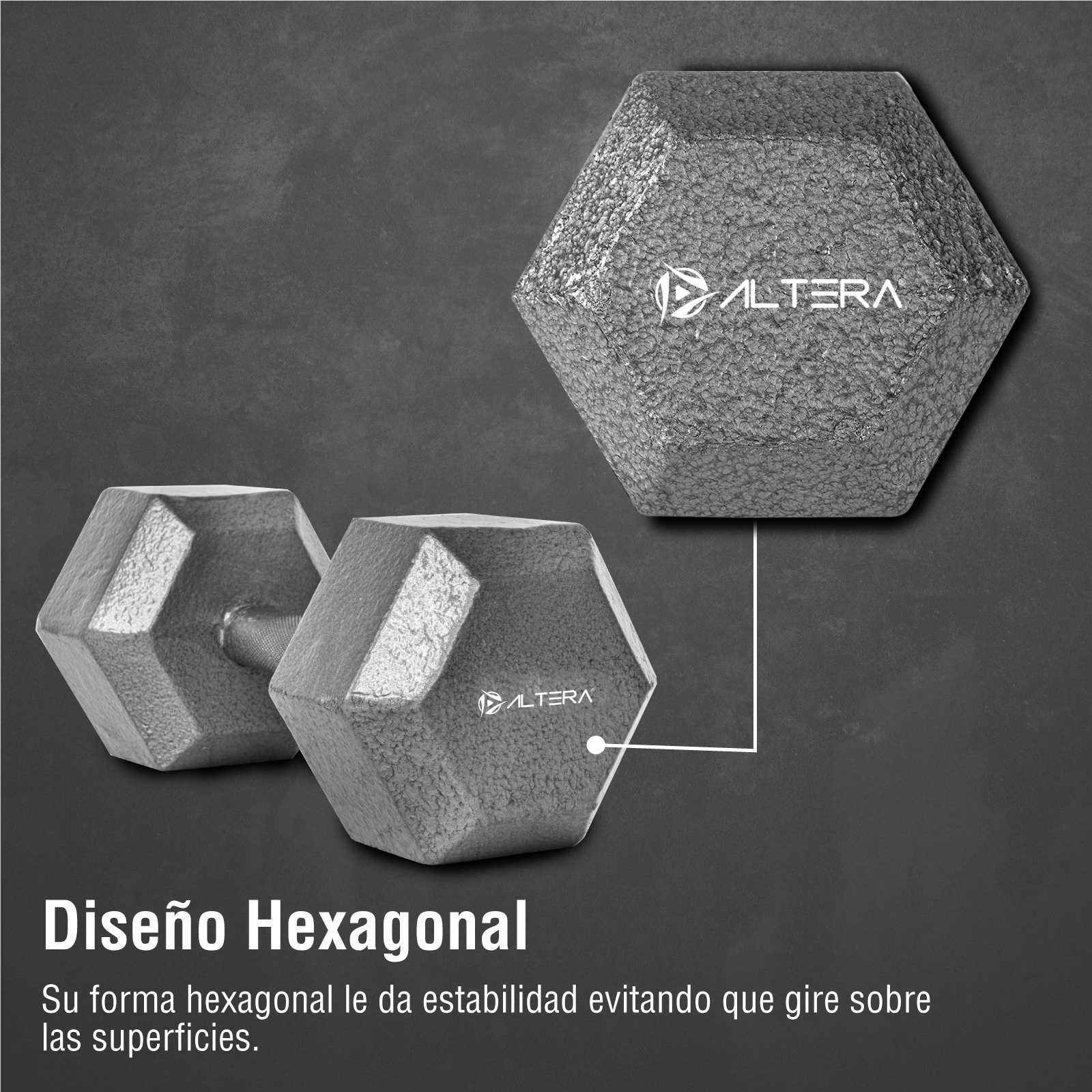Mancuerna Hexagonal De Metal 10lb Altera Fitness 4.5kg 1 Pza - Altera