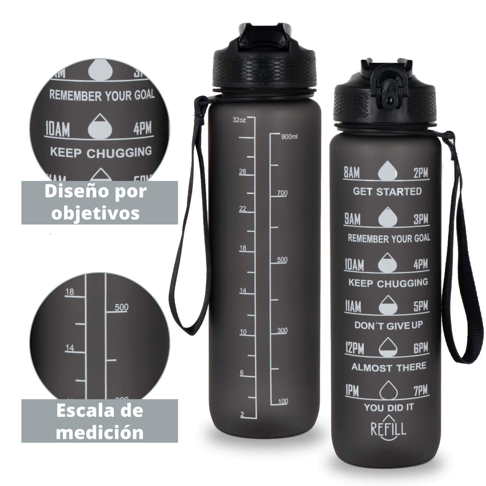 Botella De Agua Potable Deportiva De 2 Litros Con Marcador De Tiempo Libre  De BPA Deportes Paja Para Deporte Bicicleta Gimnasio Al Aire
